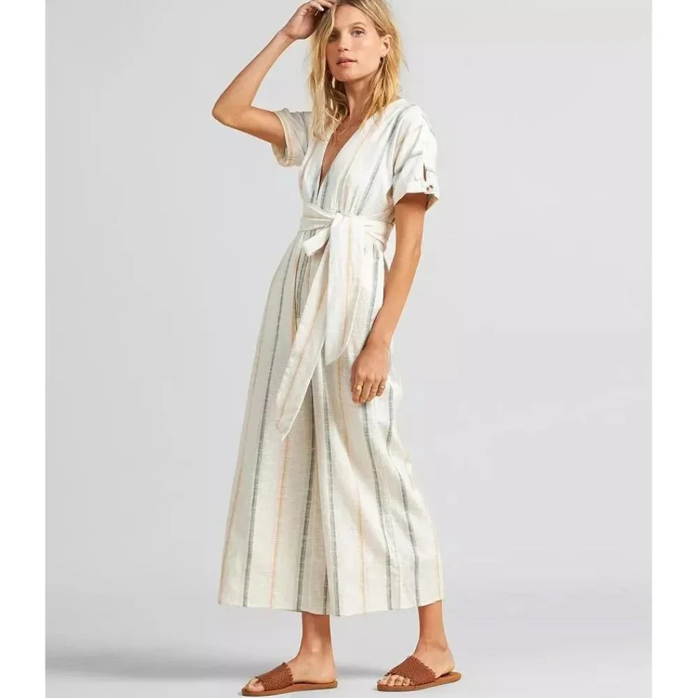NWT Billabong x The Salty Blonde Dream Weaver Wide Leg Crop Striped Jumpsuit-S